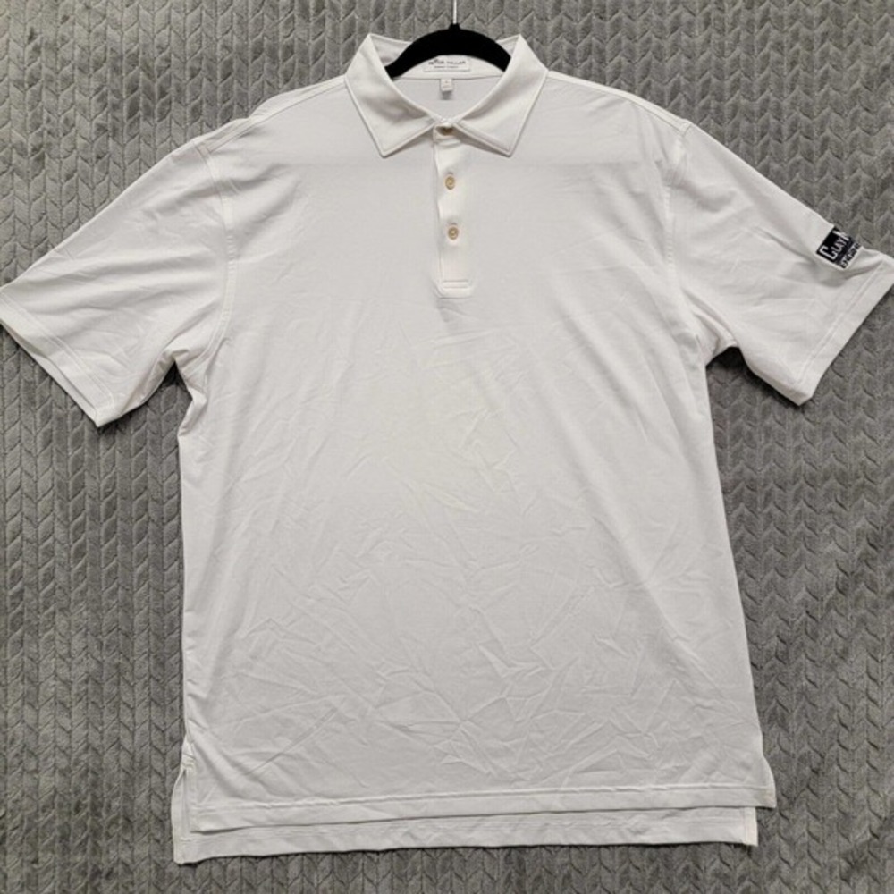 Peter Millar Summer Comfort Mens Golf Polo Shirt Size Large White Clay‎ Moore